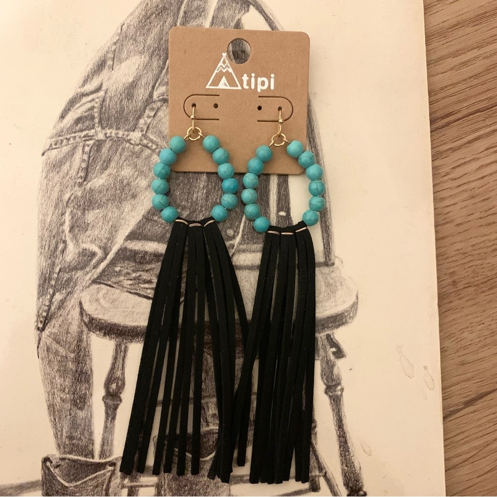 Western Turquoise‎ Bead Earrings Tassels Boutique
